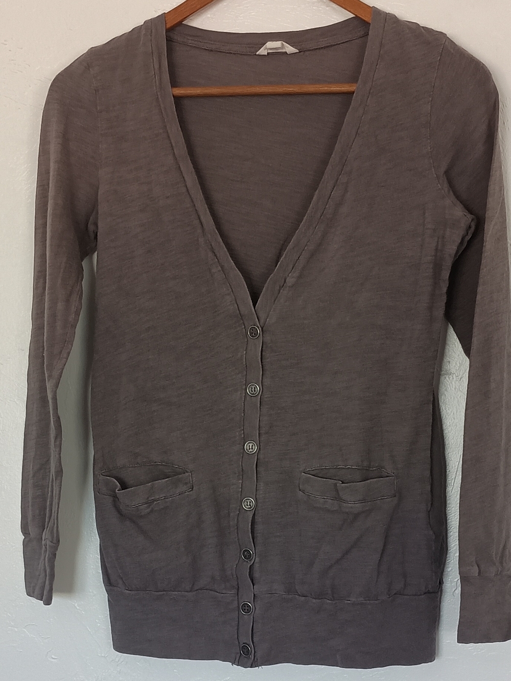 I Love H-81 100% Cotton Lightweight Knit Button Cardigan Sweater V-Neck Women S